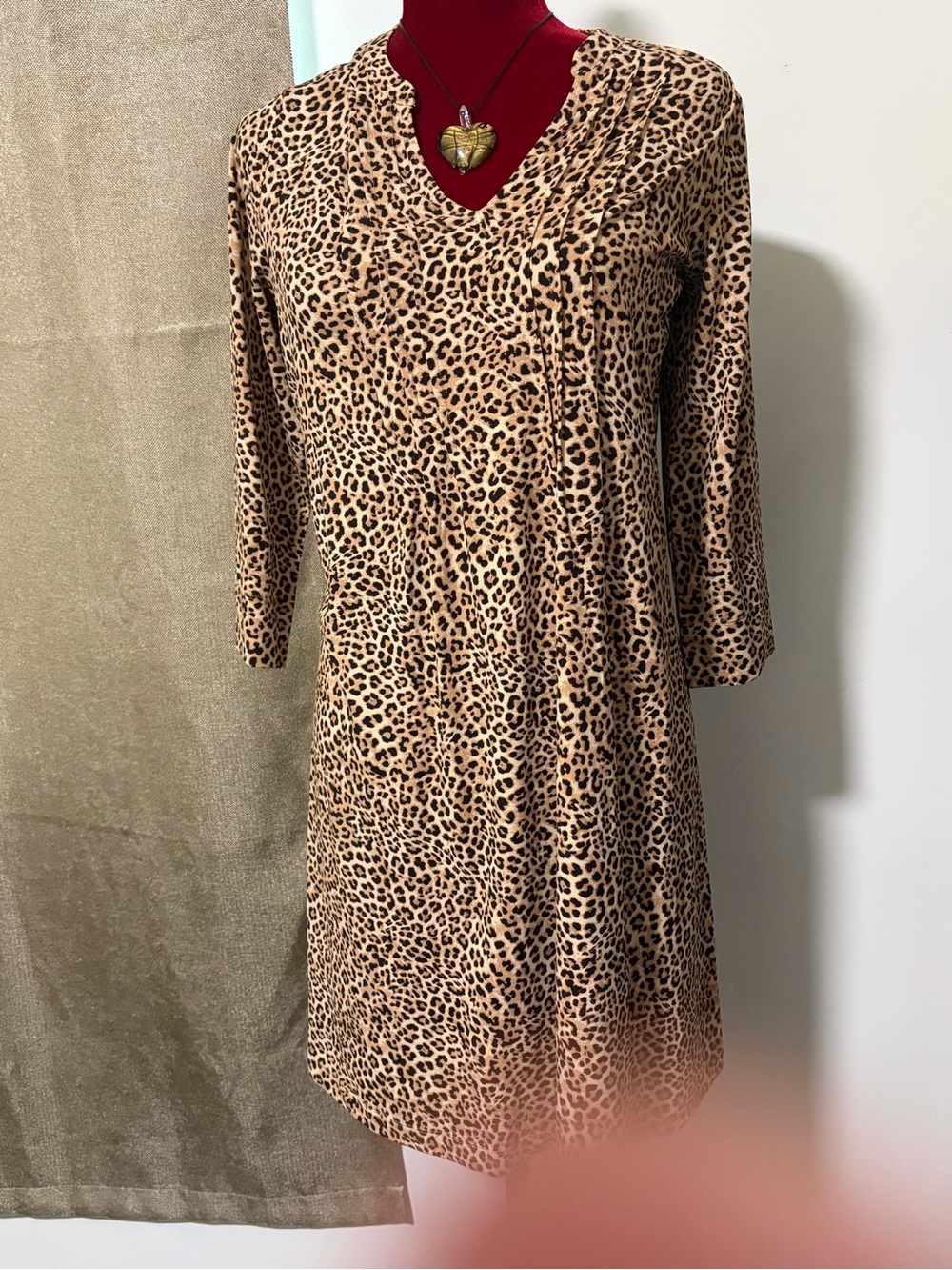 J. Jill Leopard Print V-Neck Mini Dress - Tan & Black